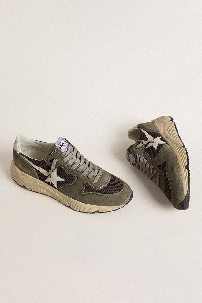 Running Sole Net Upper Suede Toe w/ Leather Star Green / Grey / White