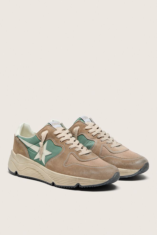 Men’s Dad-Star Nylon Upper w/ Suede Toe and Leather Star and Heel Green / Beige / Milk White