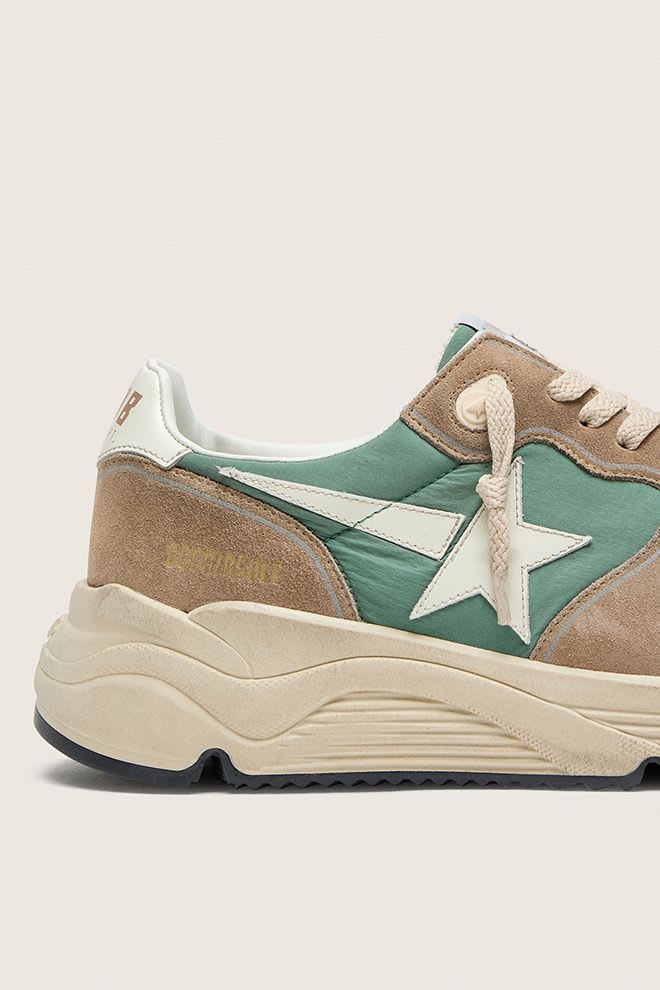 Men’s Dad-Star Nylon Upper w/ Suede Toe and Leather Star and Heel Green / Beige / Milk White