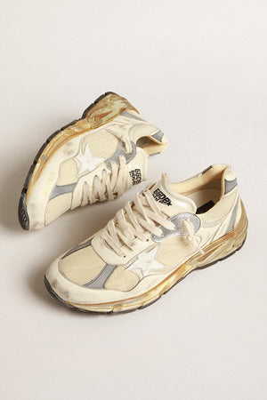 Men’s Dad-Star in Beige Nappa and Nylon w/ White Leather Star