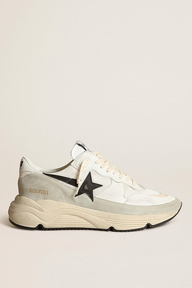 Running Sole in White Mesh and Nappa Leather w/ Black Star