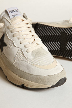 Running Sole in White Mesh and Nappa Leather w/ Black Star