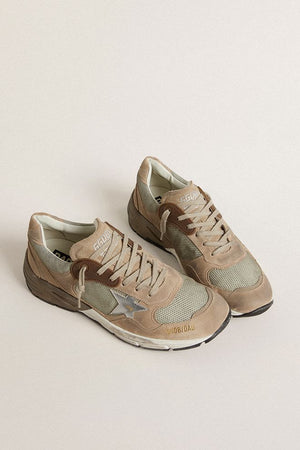 Men's Dad Star in Beige Mesh and Suede Upper w/ Silver Leather Star