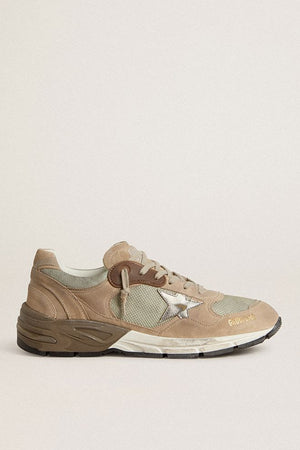 Men's Dad Star in Beige Mesh and Suede Upper w/ Silver Leather Star