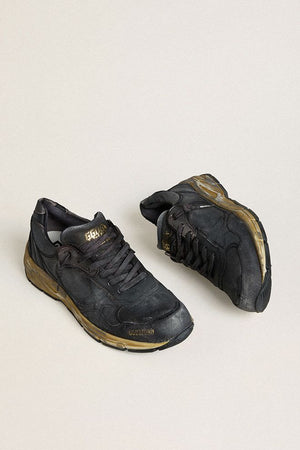 Men's Dad Star in Black Naplak and Crackle Leather w/ Black Star