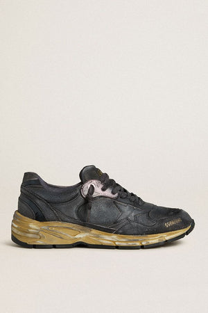 Men's Dad Star in Black Naplak and Crackle Leather w/ Black Star