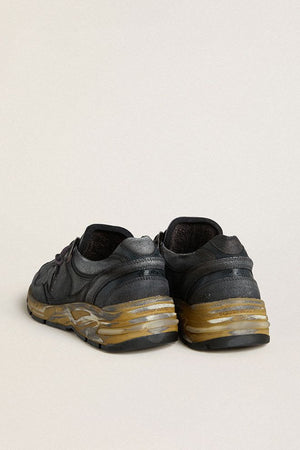 Men's Dad Star in Black Naplak and Crackle Leather w/ Black Star