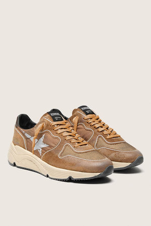 Men's Running Sole Nylon and Suede Upper and Spur Printed Star Burnt Brown