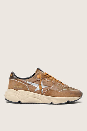 Men's Running Sole Nylon and Suede Upper and Spur Printed Star Burnt Brown