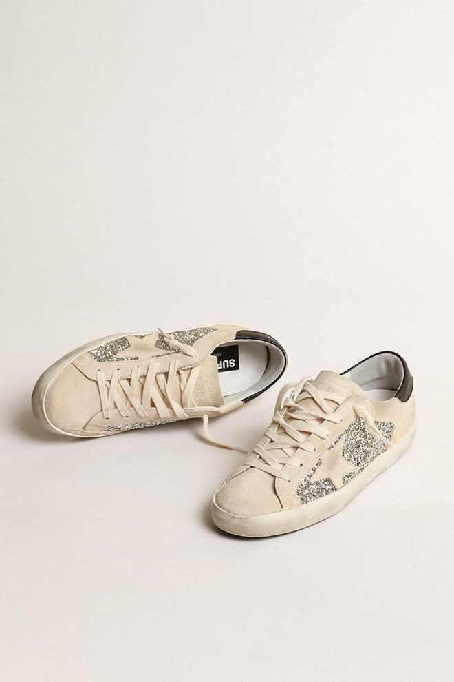 Super Star in Suede w/ Nappa Star - Platinum/ Beige/ Black