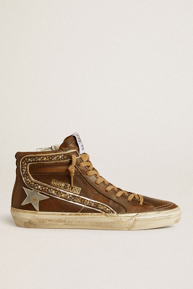 Slide Leather Upper and Laminated Silver Star w/ Studs