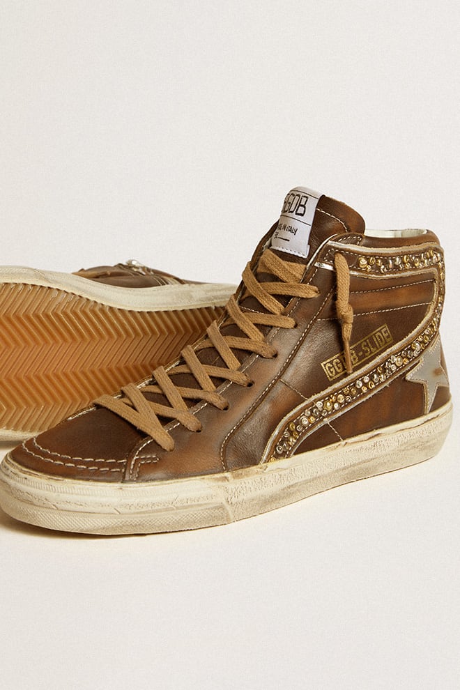 Slide Leather Upper and Laminated Silver Star w/ Studs