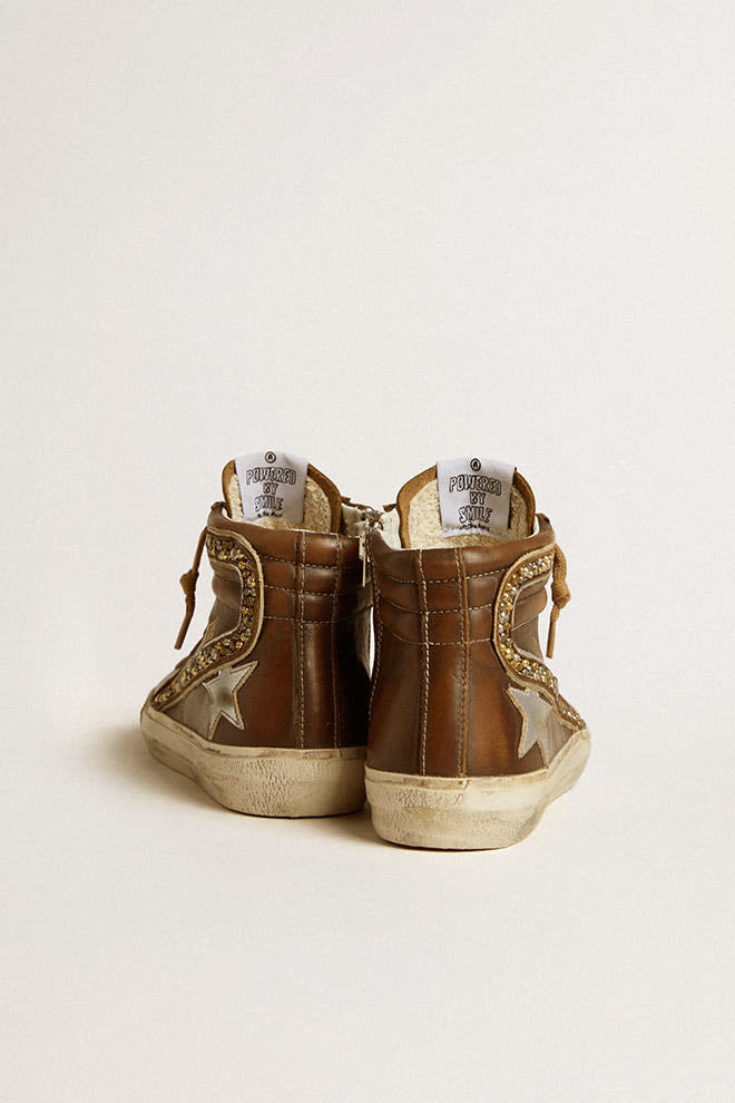 Slide Leather Upper and Laminated Silver Star w/ Studs