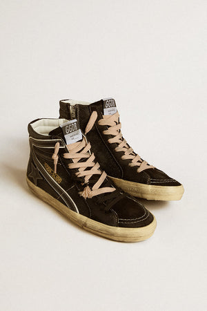 Slide Classic Suede Upper and Toe w/ Black Leather Star and Wave