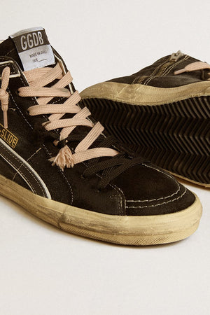 Slide Classic Suede Upper and Toe w/ Black Leather Star and Wave