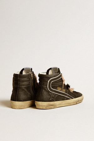Slide Classic Suede Upper and Toe w/ Black Leather Star and Wave