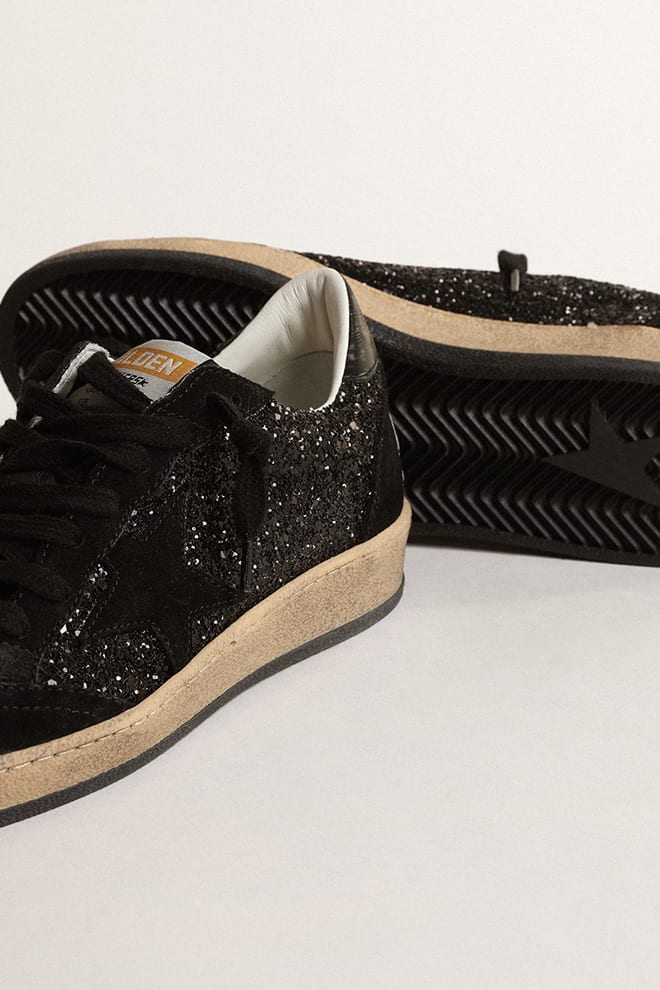 Ball Star w/ Black Glitter and Black Suede Star