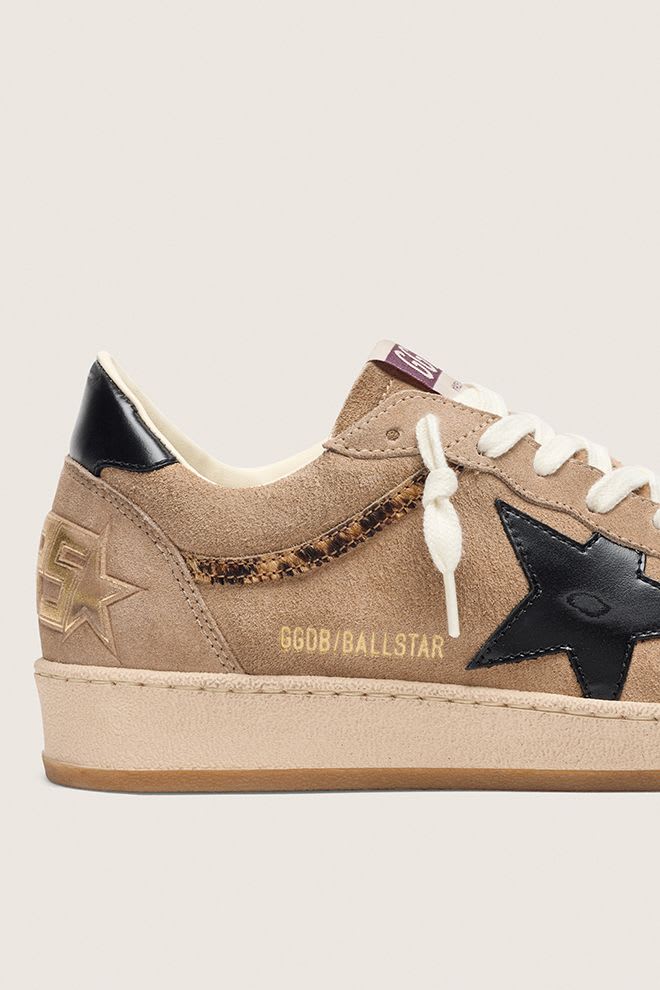 Women’s Ballstar Warm Beige Suede Upper and Black Leather Star