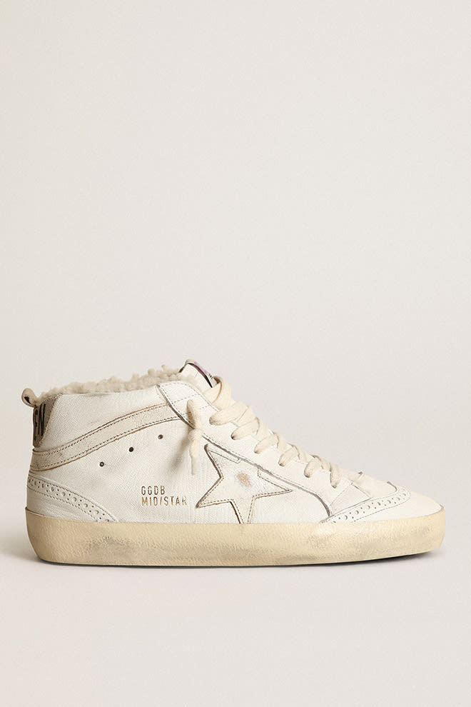Women’s Mid Star in White Nappa Shiny Leather w/ Shearling Lining
