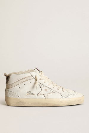 Women’s Mid Star in White Nappa Shiny Leather w/ Shearling Lining