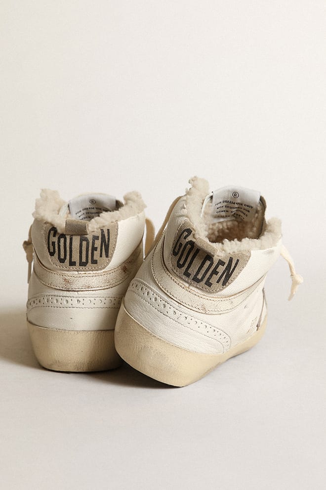 Women’s Mid Star in White Nappa Shiny Leather w/ Shearling Lining