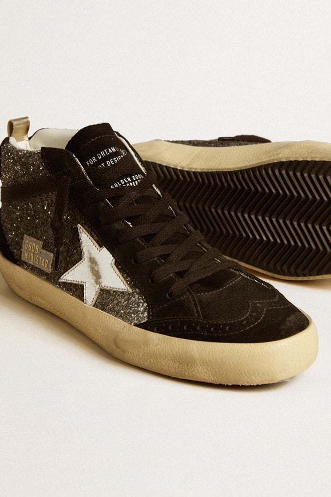 Woman Mid Star Glitter Upper Suede Toe w/ Silver Star