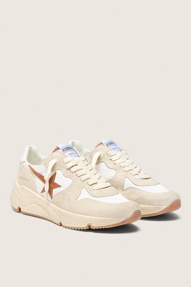 Women's Running Sole Nylon Upper Suede Toe and Spur Leather Star White / Beige