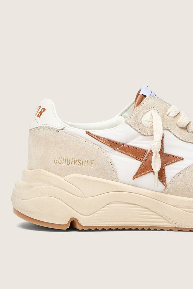 Women's Running Sole Nylon Upper Suede Toe and Spur Leather Star White / Beige