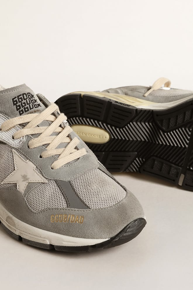 Running Dad in Suede w/ Leather Star - Grey/ Silver/ White