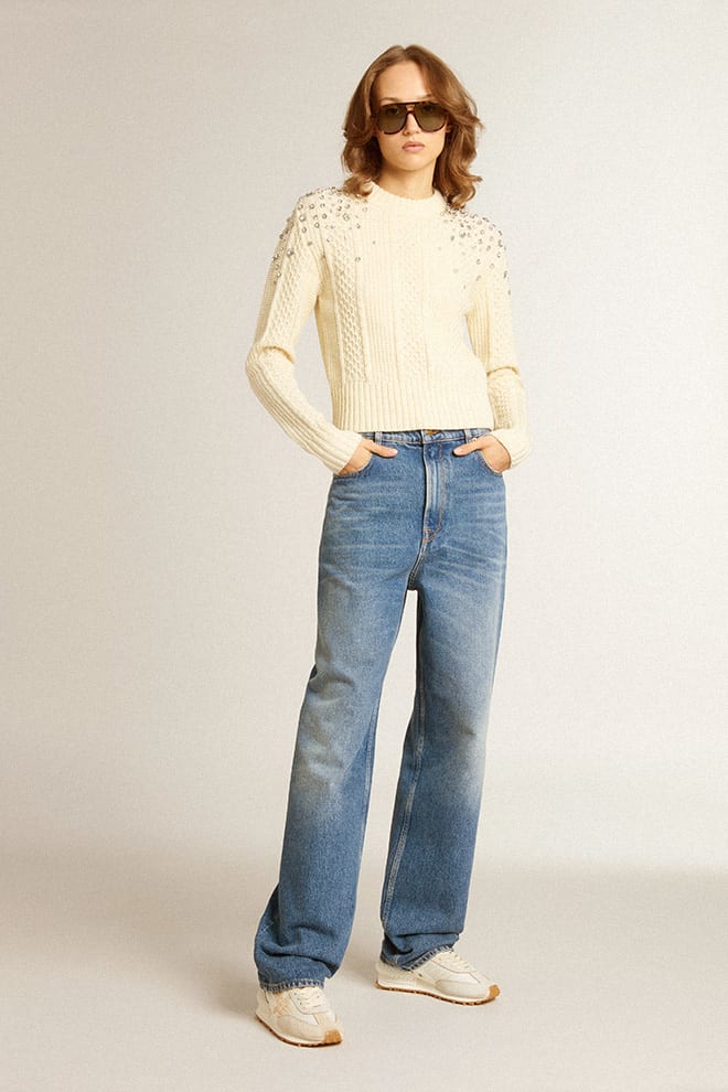 Women's Marathon in Beige Nylon and Gray Leather w/ Beige Printed Star