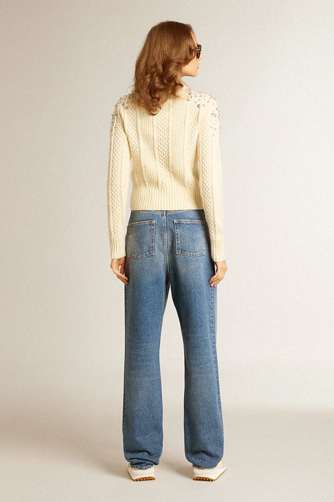 Women's Marathon in Beige Nylon and Gray Leather w/ Beige Printed Star