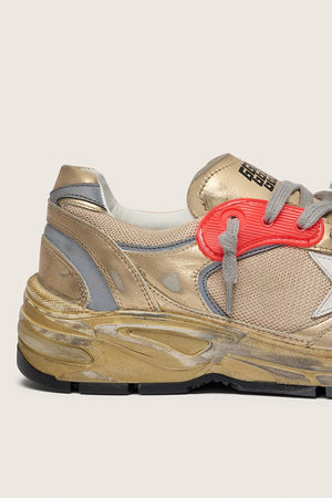 Women's Dad Star in Gold Laminated Leather and Mesh w/ White Leather Star