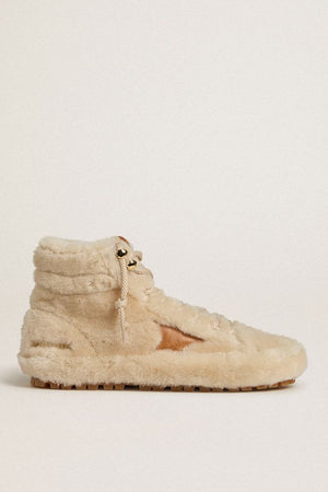 Women's Francy in Beige Shearling w/ Brown Leather Star