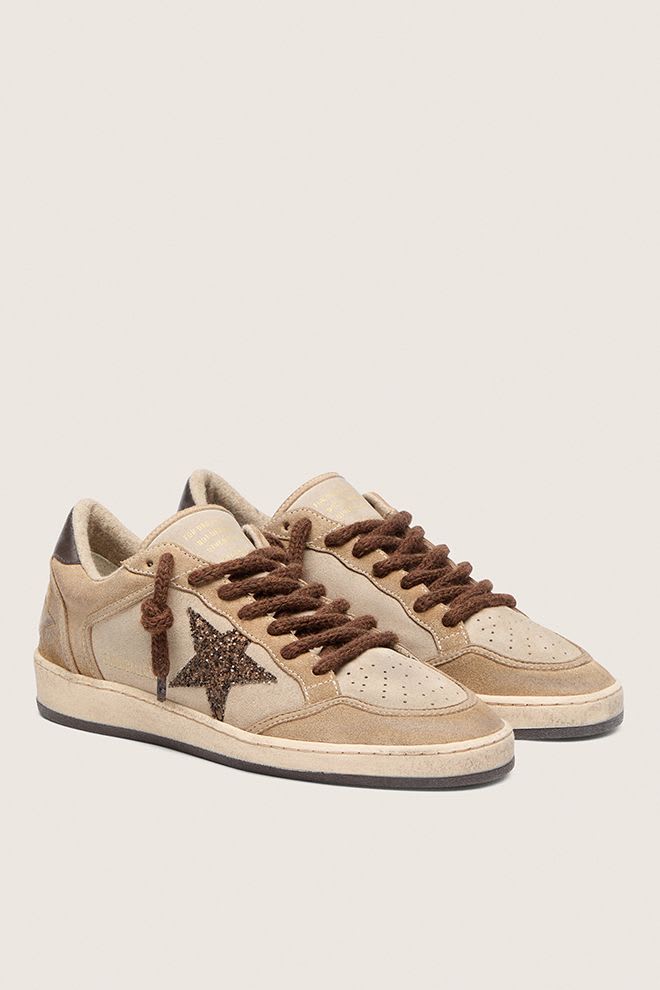 Women's Ballstar Suede Upper and Spur Glitter Star Beige / Brown