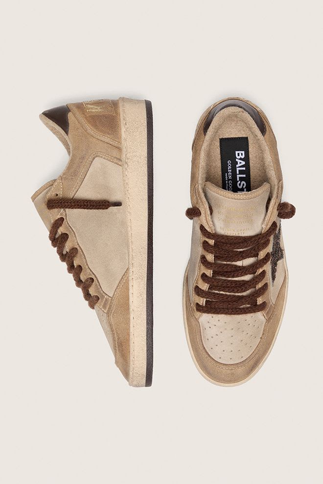 Women's Ballstar Suede Upper and Spur Glitter Star Beige / Brown