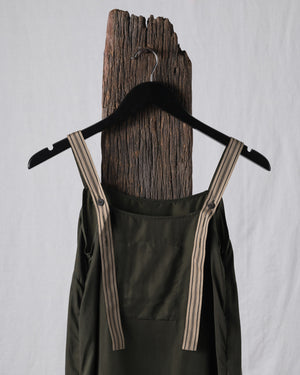 Sand Washed Boat Neck Ribbon Strap Dress