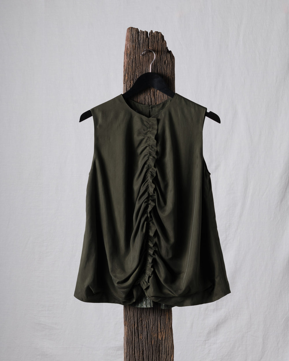 Sand Washed Gathered Sleeveless Top