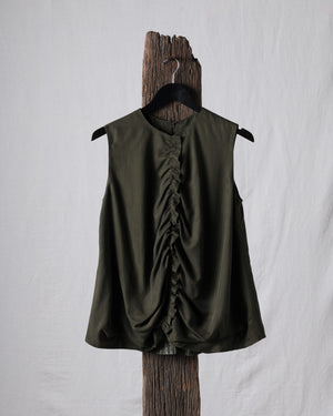 Sand Washed Gathered Sleeveless Top