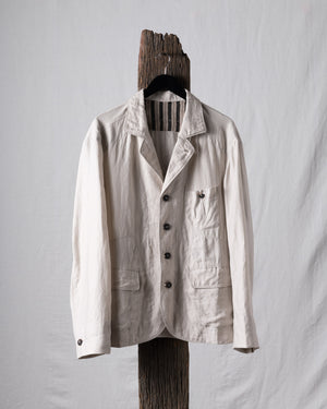 Striped Twill Linen Twill Worker Blazer