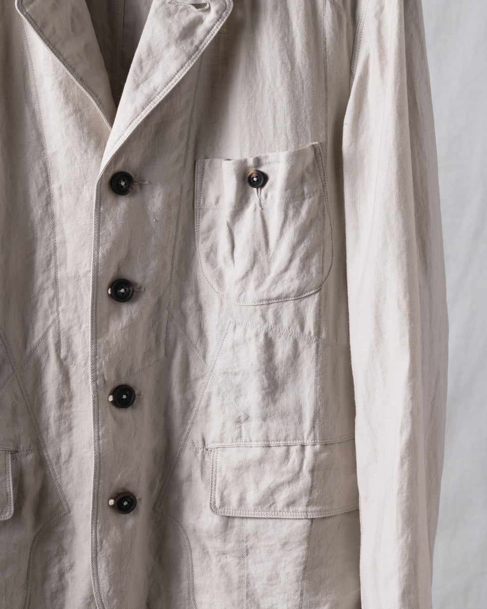 Striped Twill Linen Twill Worker Blazer