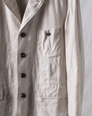 Striped Twill Linen Twill Worker Blazer
