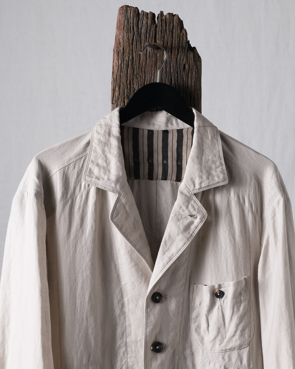 Striped Twill Linen Twill Worker Blazer