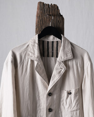 Striped Twill Linen Twill Worker Blazer