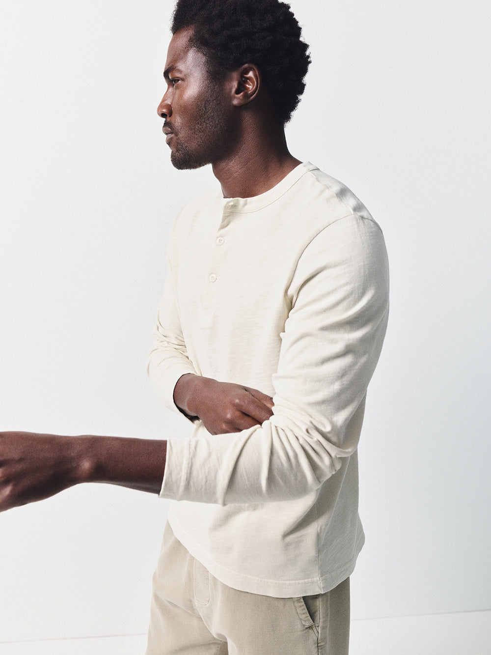 Three Button Henley Ecru