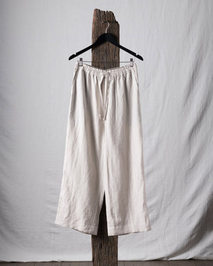 Thin Stripe Linen Silk Twill Drawstring Trousers