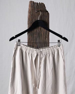 Thin Stripe Linen Silk Twill Drawstring Trousers