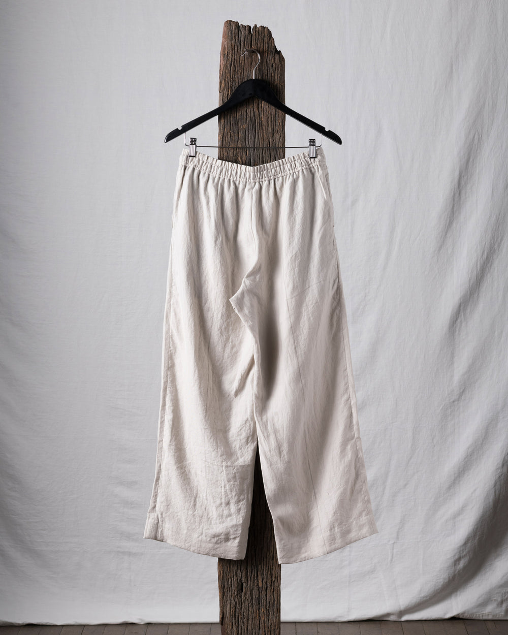 Thin Stripe Linen Silk Twill Drawstring Trousers