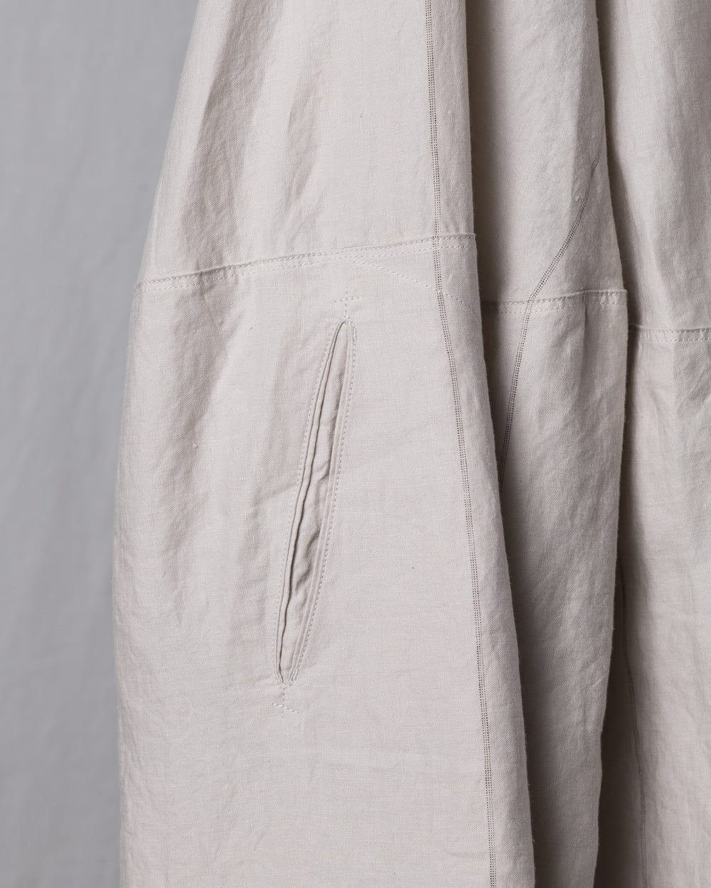 Thin Stripe Linen Silk Twill Loose Dress