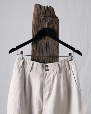 Thin Striped Linen Silk Twill Drop Crotched Trousers