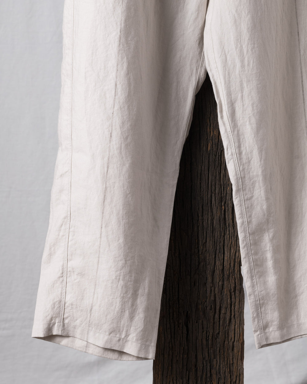 Thin Striped Linen Silk Twill Drop Crotched Trousers
